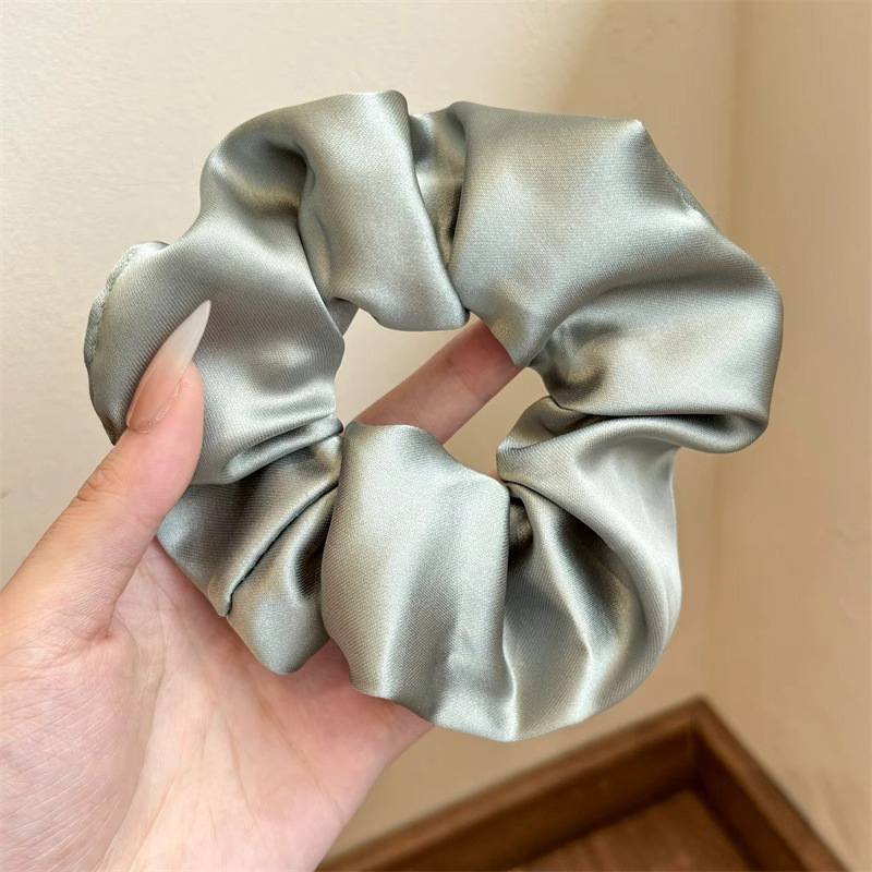 Accesorio para el cabello de estilo francés para mujer, pañuelo cuadrado simple, coletero de gran tamaño con ribete de encaje.