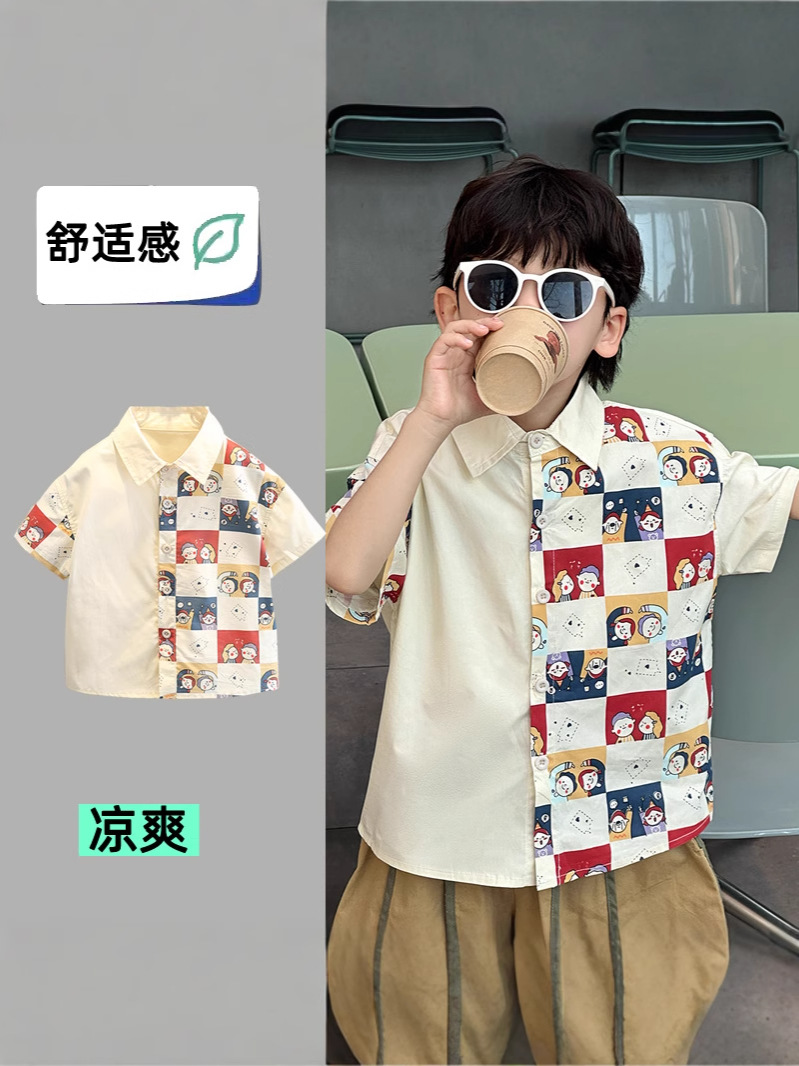 7941 Ropa para niños Niños y niñas Verano Nuevo estilo 2025 Camisa casual para niños Moda para bebés Tops de manga corta Tops