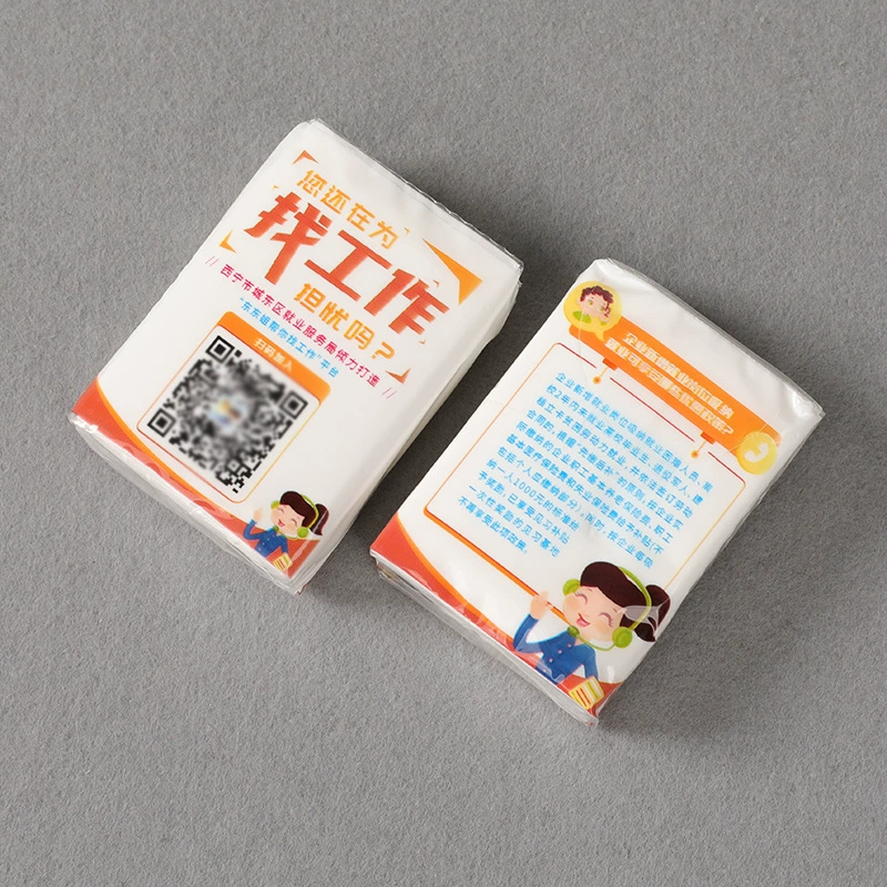 Мини-салфетки, бумажные полотенца, салфетки для стола, оптом от производителя, портативные, с возможностью нанесения логотипа, в маленькой упаковке.