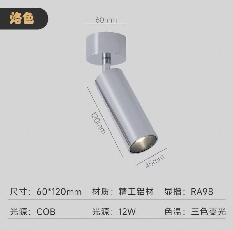明装叠可调角度极简中古风锈钢电镀led家用背景墙防眩射灯|undefined
