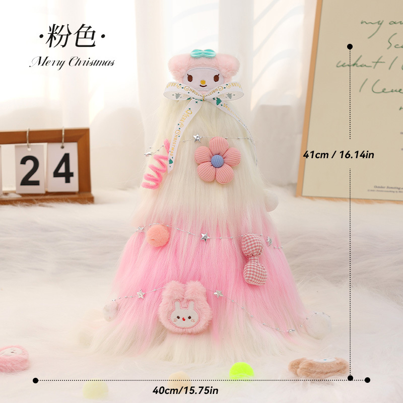 Árbol de Navidad Decoración Árbol de Navidad Mesa de felpa Paquete de árbol pequeño Mini árbol rosa Pequeño árbol de Navidad Brillante Árbol pequeño