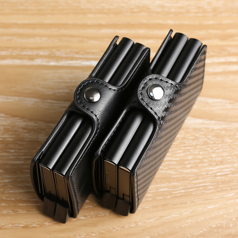 2024 New Fashionable and Minimalist Double layered Multi slot Automatic Card Bag Credit Card Cover Metal Card Box Money Clip for Men and Women_voghion.com