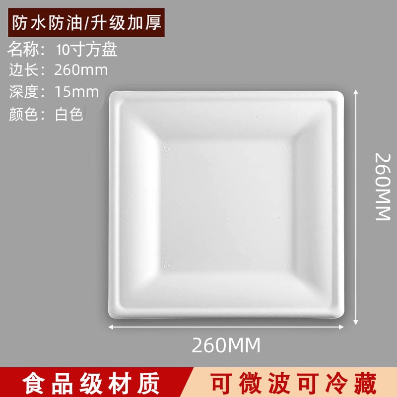 100 platos de papel desechables, cuencos de papel, pulpa de caña de azúcar, degradable, platos de picnic domésticos comerciales, platos, platos, platos, pintura de discos