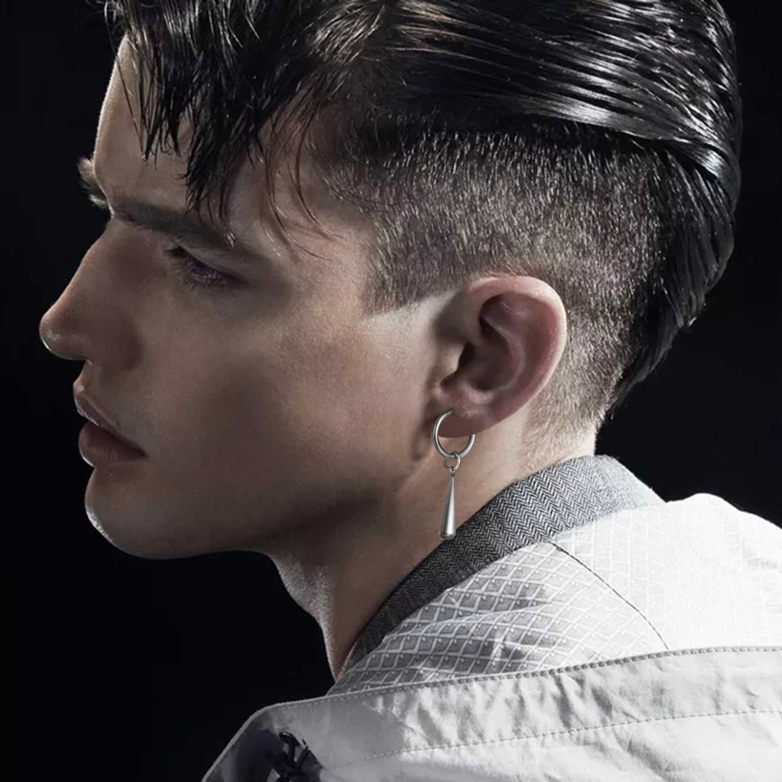 Men's jewelry stainless steel long water drop ear clip non-pierced men's earrings ear clip cross-border jewelry ED-556