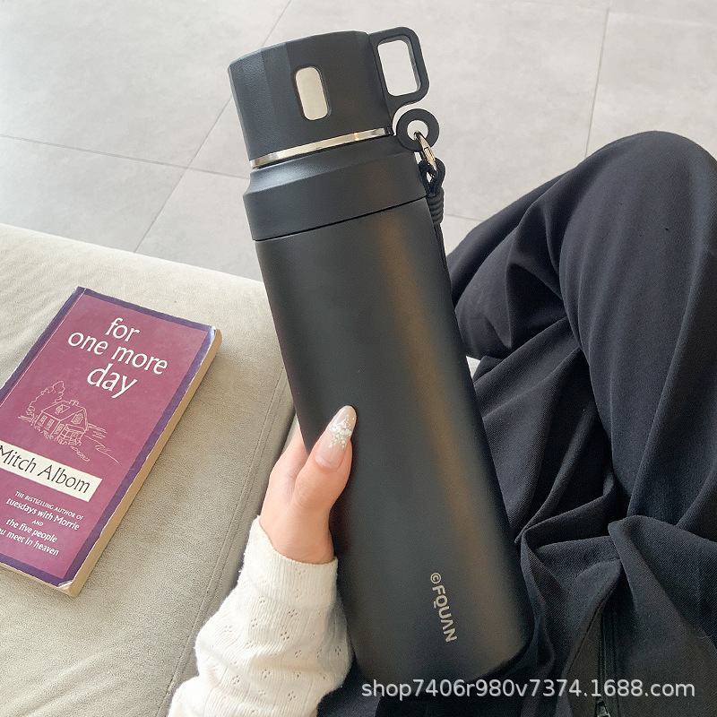 简约大容量保温水杯女新款2025带盖女士办公室泡茶不锈钢杯子男生|undefined
