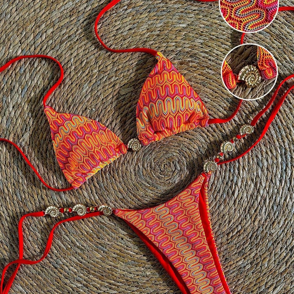 Women's Clothing Style Sexy Bikini Two Piece Set With Metallic Jewelry Swimsuit Women's Clothing Beach & Pool Ready_ecoleips.com
