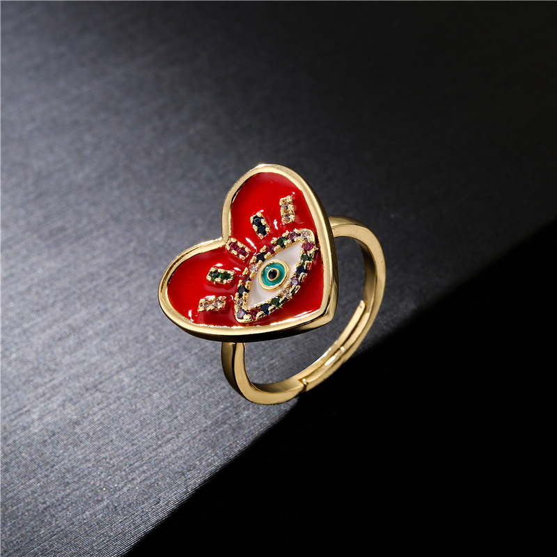 wholesale fashion drip oil eye opening copper plated ring Nihaojewelry