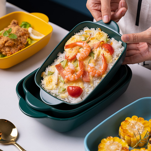 Source manufacturer wholesale Nordic underglaze color household creative baking double-eared rice bowl baking pan foreign trade cross-border