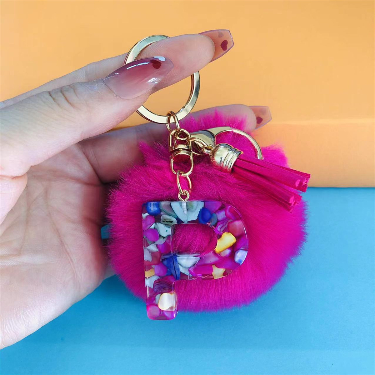 32g Weight Bag Pendant, Keychain Classification 1 Piece Quantity Holiday, Party Occasion Resin Material Letter, Hairball Pattern Unisex Gender Simple Style, Commute Style Simple Style Commute Letter Hairball Resin Unisex Bag Pendant Keychain 19