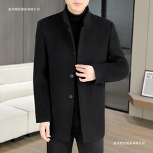 秋冬季50羊毛呢子大衣男士中长款高档羊绒商务冬季保暖风衣外套无