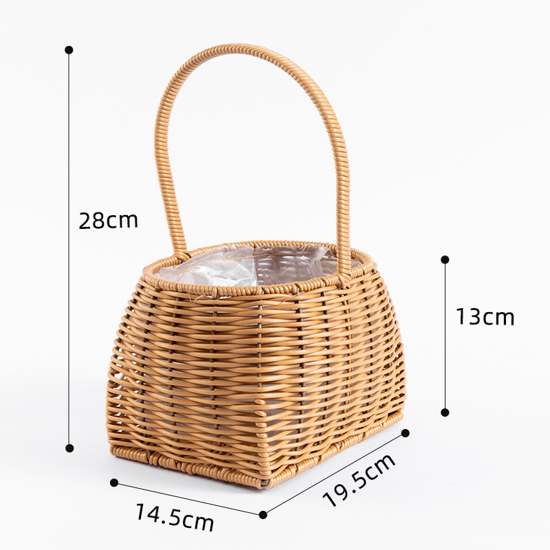 Cestas de flores de huevos de vid de plástico tejidos, flores de luna, flores de mano tejidas, ramo de flores para regalar a una amiga, cesta de flores de mano