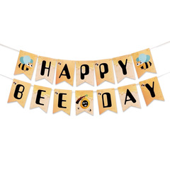 Cross-border World Bee Festival Party Decoration HAPPY BEE DAY Birthday Bee Flag Small Bee Banner Wholesale Custom