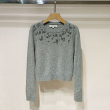 1件起批2025冬女装 XRC6M54B圆领重工钉钻长袖套头针织衫S250820