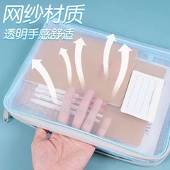 Manufacturer wholesale L-shaped subject classification bag transparent mesh thick subject test paper book handbag storage bag