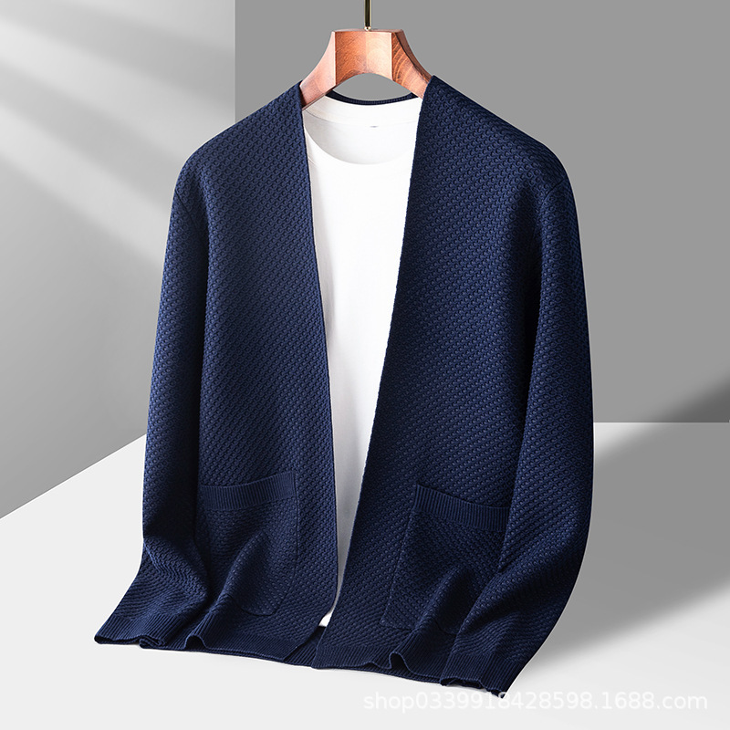 Otoño 2023 nuevo punto cardigan abrigo suéter hombres casual exterior superior juventud cardigan