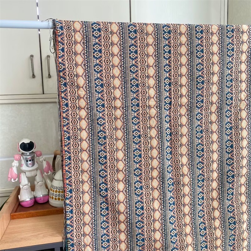 波西米亚几何风高精密提花面料DIY桌布女装裙子箱包沙发鞋面布料