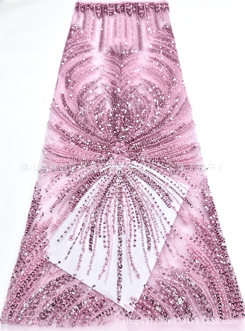 Vestido de boda estilo francés de moda cena festiva vestido de fiesta tela de encaje tela bordada