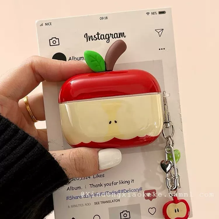 Защитный беспроводной чехол (совместим с Apple) для AirPods 1/2/3/4 и Pro/Pro2/Pro3 — с подвеской-яблочком или кольцом