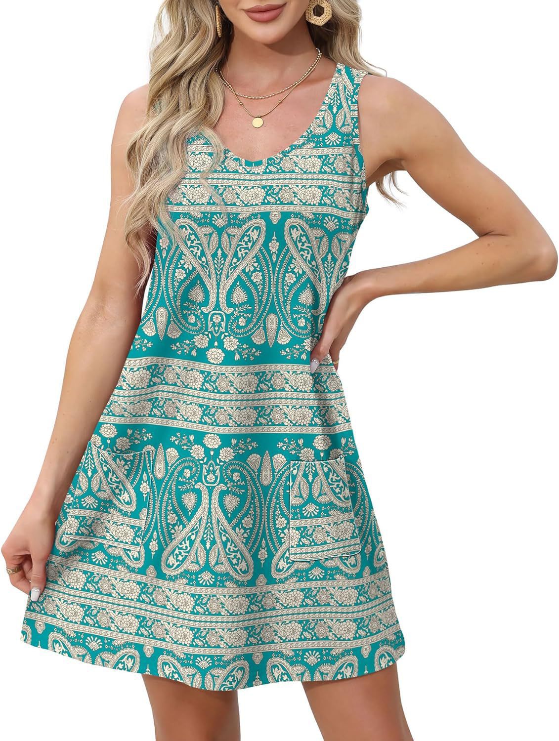 200g Weight Above Knee Dress Length Type Sleeveless Sleeve Length Sundress Dresses Type Polyester Fabric Type Mid Waist Waist Line Holiday, Travel, Daily, Beach Occasion V Neck Neckline Regular Fit Fit Type Geometric, Leaf, Color Block, Flower Pattern Summer Season Women's Gender Casual, Vacation, Tropical Style Wholesale Women's Casual Vacation Tropical Geometric Leaf Color Block Holiday Travel Daily V Neck Sleeveless Sundress 3