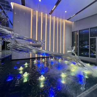 商务中心艺术装置喷泉景观设计施工大型商场室内景观水景工程-阿里巴巴