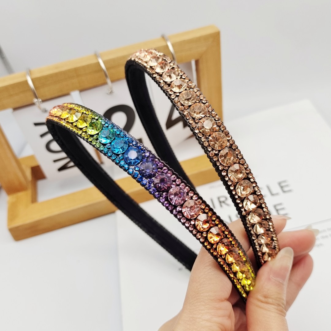 Cross-border barroco rhinestone borde fino diadema estilo coreano simple retro cristal lavado de cara diadema accesorios para el cabello tocado femenino al por mayor