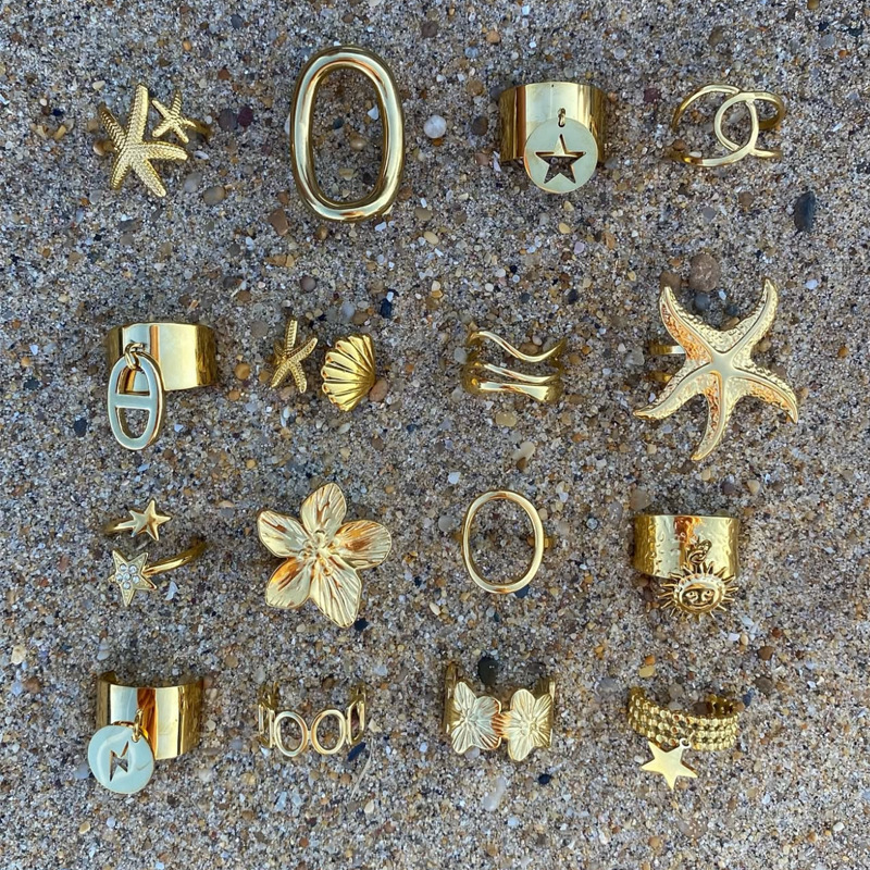 Anillo de acero inoxidable europeo y americano de Tena, acero de titanio, no se desvanece, viento del océano, anillo de apertura hueco, nicho femenino, transfronterizo