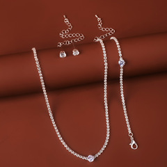 New Japanese and Korean minimalist water drill thin link chain earrings set for women, versatile and delicate wedding accessories