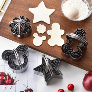 430 stainless steel biscuit mould 5 piece hanging basket handle mousse cake mould lace cutting mould baking tool