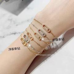 梅西卡move密镶单钻手链女可滑动回形针轻奢欧美风轻奢高版本手饰