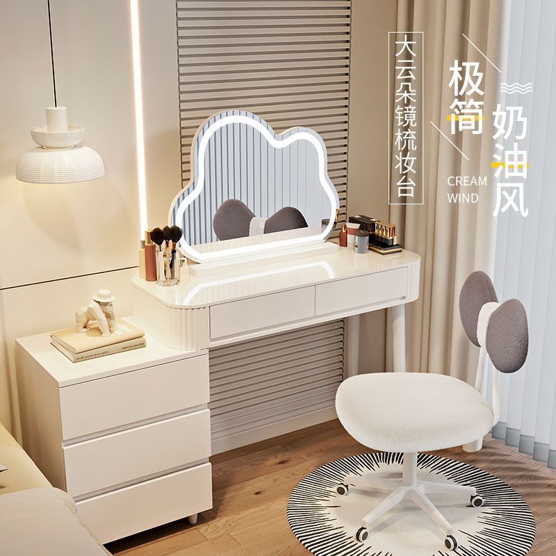 New Cream Style Dressing Table Bedroom Modern Simple Light Luxury Dressing Table Storage Cabinet Integrated Small Apartment Makeup Table