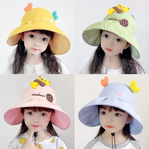 Children's sun protection hat, large brim, hollow top sun hat, boys and girls summer thin anti-UV baby sun hat