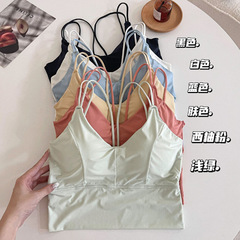 Summer breathable ice silk seamless one-piece strapless beauty back underwear bra pads innerwear for layering prevents exposure base shirt top