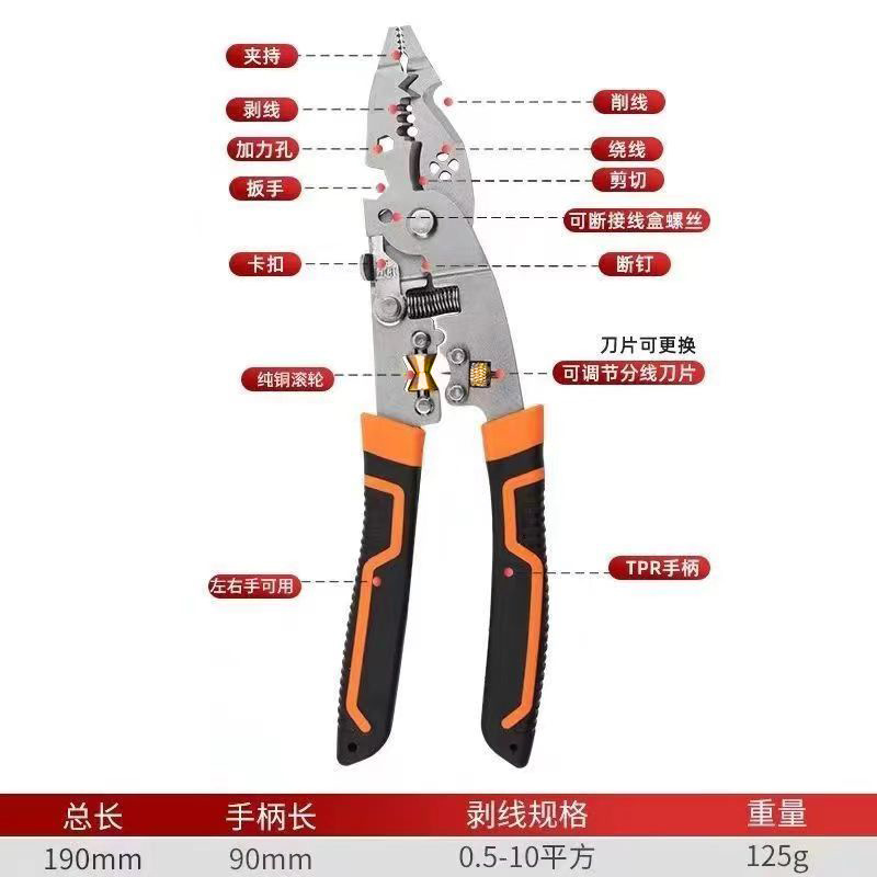 Spot diez en uno, alicates pelacables multifuncionales, dobladores especiales, pelacables especiales para electricistas, bobinado