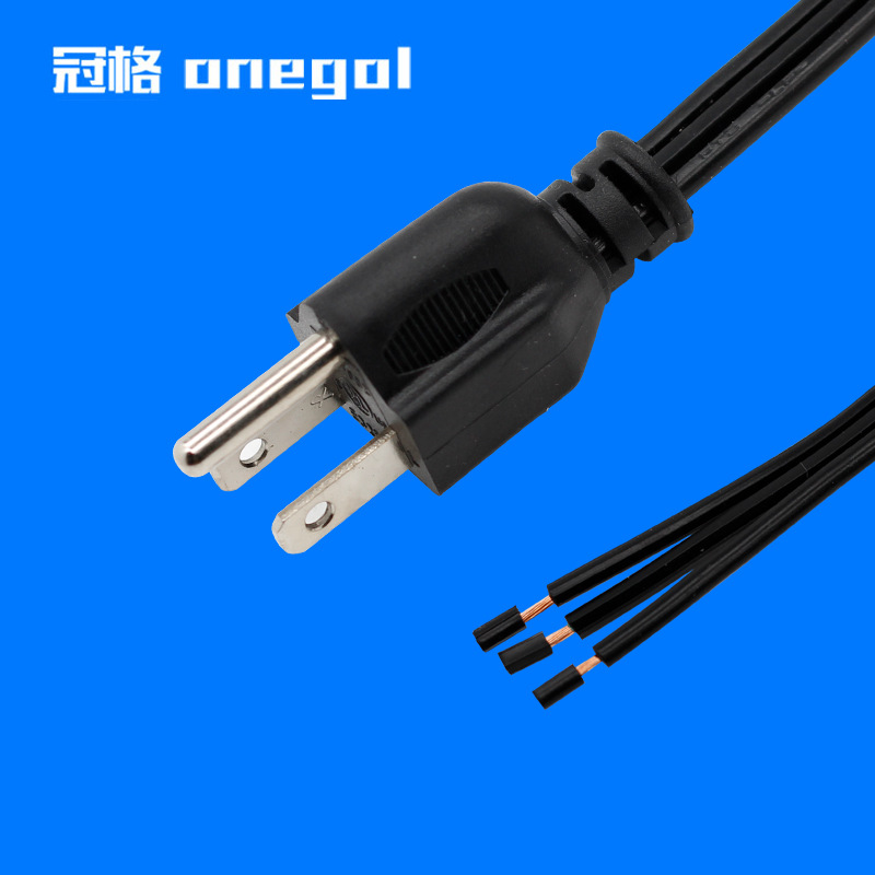 美规三芯平行线尾部半脱SPT-2 3*16AWG美标三插NEMA 5-15P