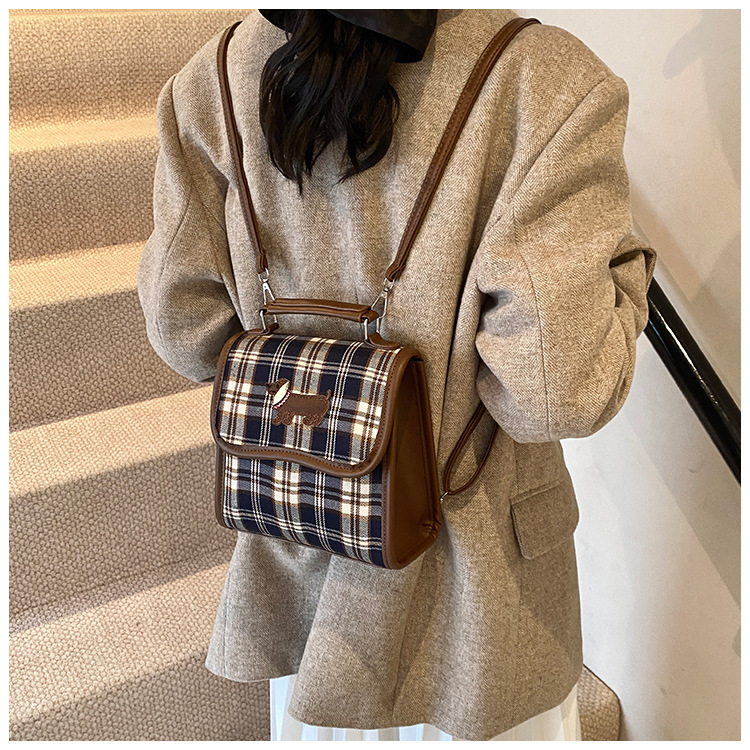 College-style backpack for women 2024 autumn new Dachshund student handbag, retro commuter crossbody bag undefined