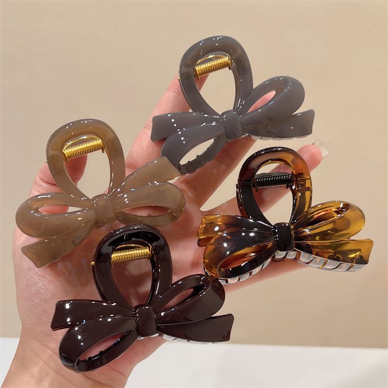 Korean Style Simple Hair Accessories Versatile Fashion Shark Clip 2025 Autum New Hair Clip Bow Medium Size Grab Clip Headwear