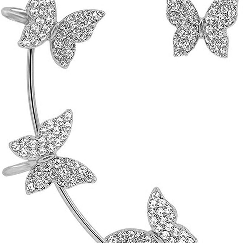 Tiktok popular Super Flash mariposa clip de oreja sin oreja hembra luz temperamento de lujo diseño de nicho clip de hueso de oreja de alta calidad