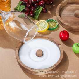 跨境木质沾盐器果汁鸡尾酒调味盘盐边盘木质沾盐调味板香料容器