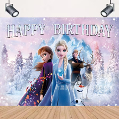 越境新型氷雪奇縁テーマ撮影背景布誕生日パーティー装飾道具横断幕