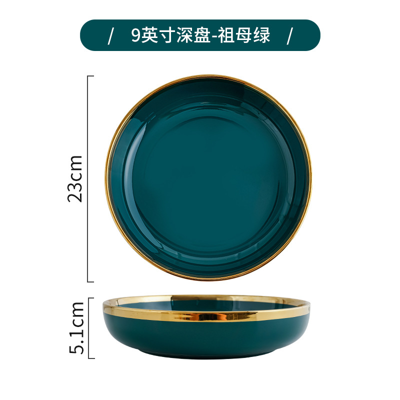 Nórdico tazón plato traje personalizado hogar tazón de fuente Placa de cerámica de lujo creativo Esmeralda vajilla fideos tazón de arroz plato