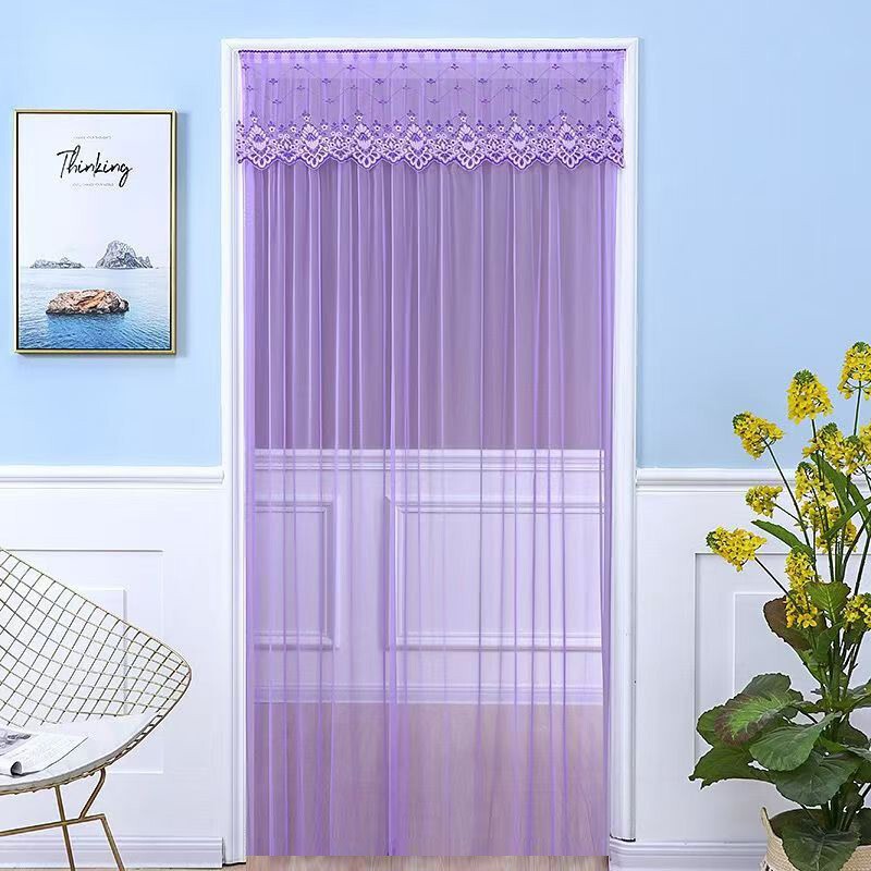 2025 Summer Lace Home Bedroom Anti-Mosquito Velcro Single-Layer Screen Door Curtain No Punching Four Seasons Universal Blocking Curtain