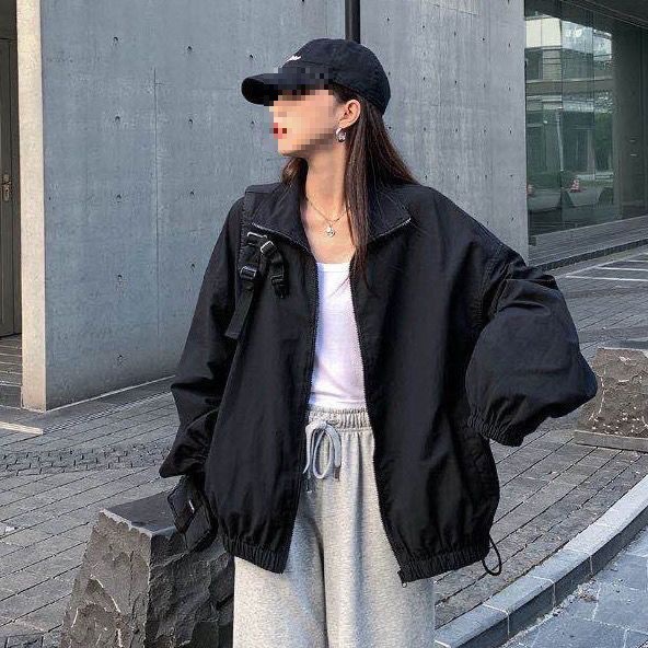 Stand Collar Style Workwear Thin Coat Korean Style Loose Spring Women's New Style Student Small Windbreaker Trend
