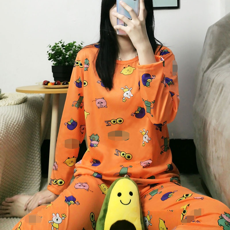 Pijamas de manga larga de las mujeres de Primavera/otoño/invierno más el tamaño de los pijamas de las mujeres de verano estilo coreano ropa de abrigo de las mujeres