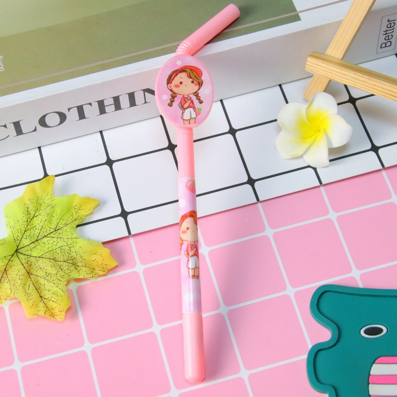 Linda forma de paja pluma neutral chica corazón alto valor flor película etiqueta pluma estudiante papelería pluma al por mayor