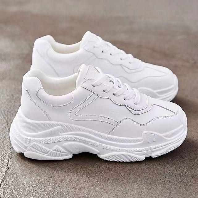 老爹鞋女 春秋新款学生韩版运动鞋女时尚休闲厚底前系带小白鞋