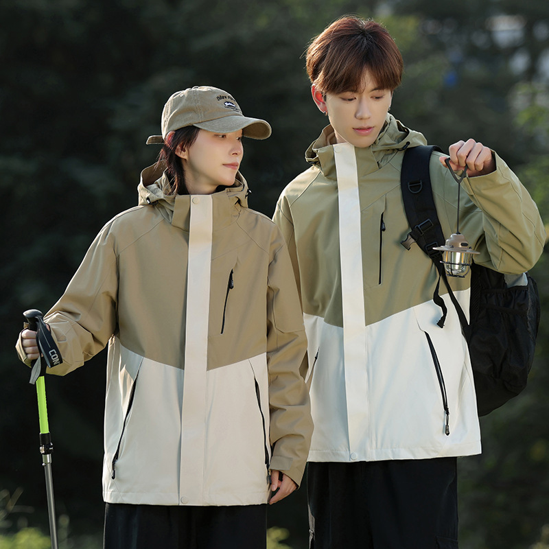 Waterproof Windproof Hooded Jacket For Couples Autumn Winter_voghion.com
