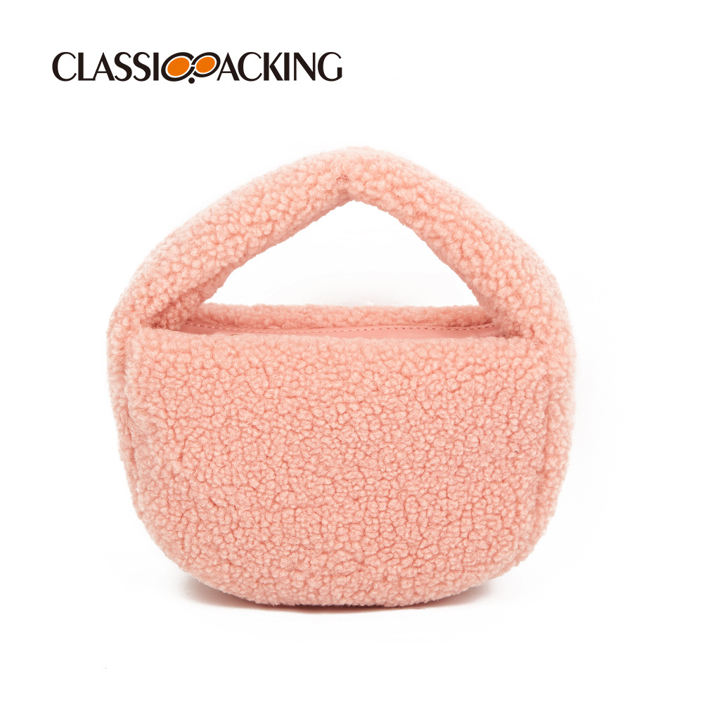 2025 otoño e invierno nuevo estilo de alta gama bolso femenino de felpa color caramelo bolso de mano de moda bolso de lana bolso de piel bolso de lingote