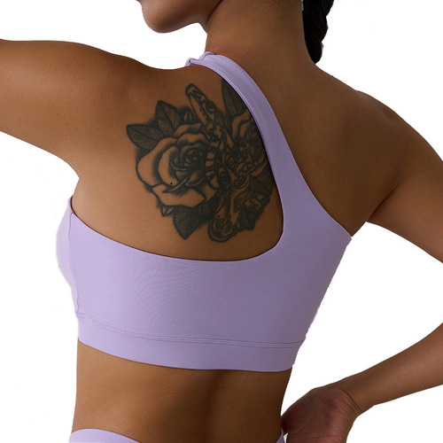 Nude sports bra, one-shoulder yoga bra, detachable sports back bra, fitness training outer wear yoga wear