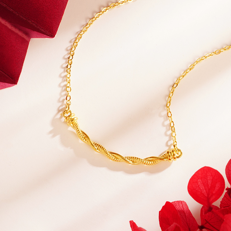 2024 nuevo collar de giro de oro estilo simple todo a juego popular luz lujo nicho diseño niña pequeño libro rojo todo a juego