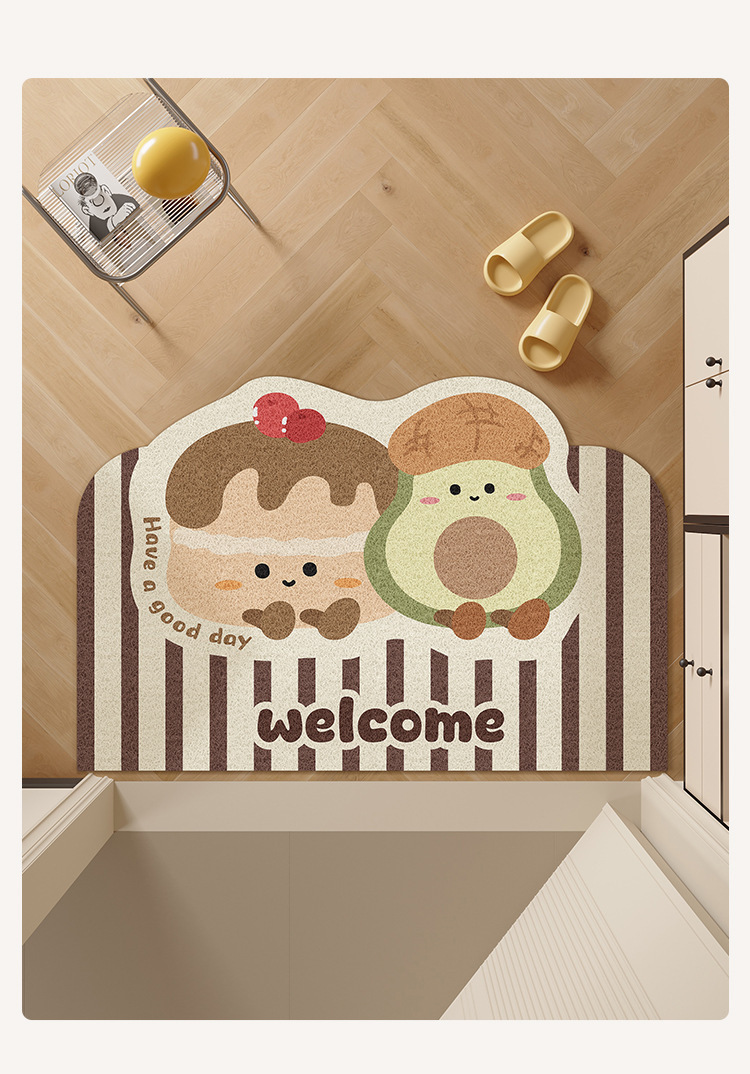 Dropshipping Available: Cute Entrance Door Mat Made of Silk Loop Material, Non-Slip and Dirt-Resistant, Suitable for Bathroom Sinks, Can Be Cut to Size